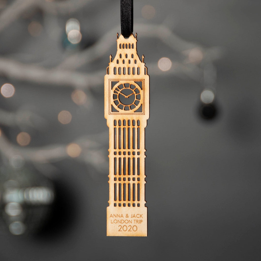 Personalised Big Ben Wooden Christmas Tree Decoration