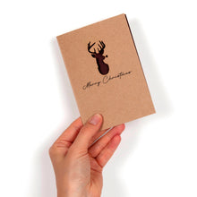 Load image into Gallery viewer, Laser cut Reindeer Design Kraft Merry Christmas Card

