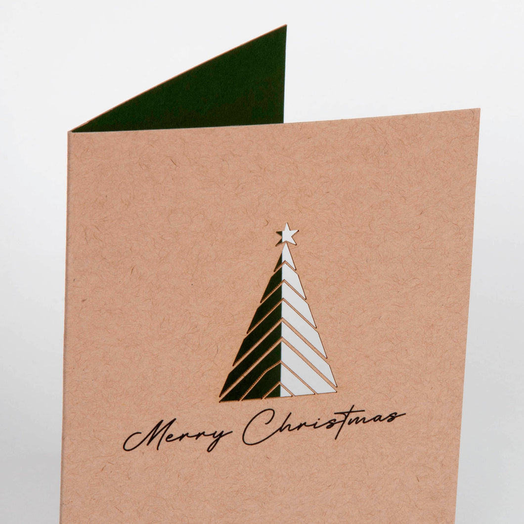 Laser Cut Christmas Tree Design Kraft Christmas Card