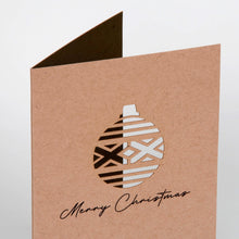 Load image into Gallery viewer, Laser cut Bauble Design Kraft Christmas Card
