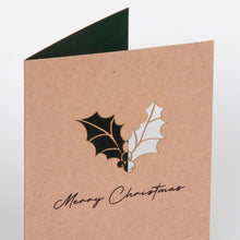 Load image into Gallery viewer, Laser cut Holly Design Kraft Christmas card
