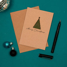 Load image into Gallery viewer, Laser Cut Christmas Tree Design Kraft Christmas Card

